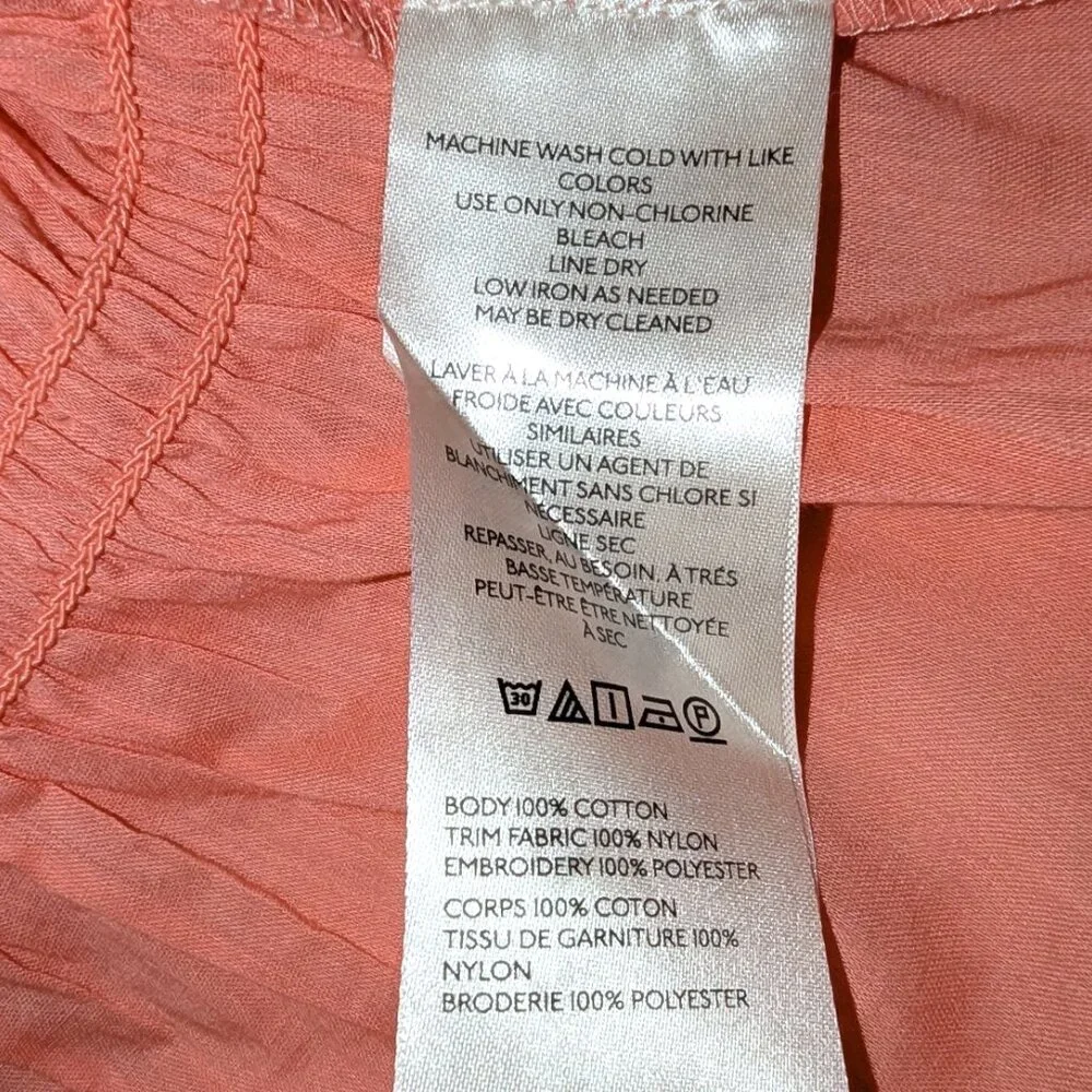 NWT Anthropologie | Bright Coral Pink Collared Babydoll Blouse | Size Small